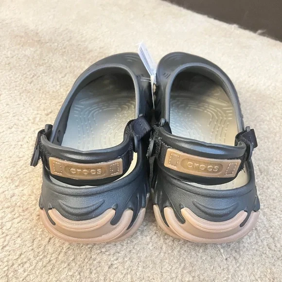 CROCS Black and Tan Sole Clogs - Picture 2 of 5